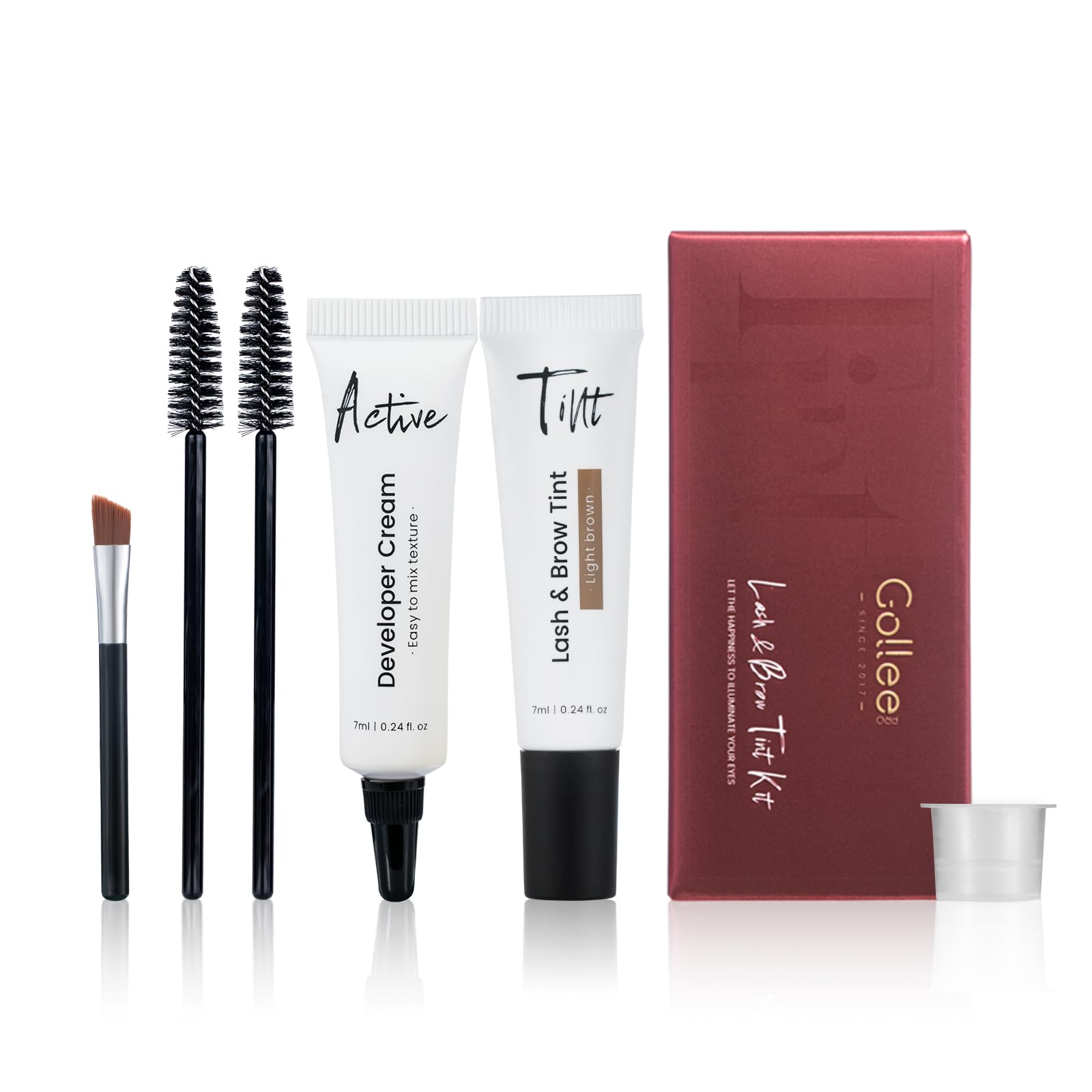 Photo 1 of Lash Color Kit Light Brown Lasting for 4 Weeks Professional Eyelash & Eyebrow Color Kit with Natural Looking Safe Ingredients Easy to Use for Salon & Home