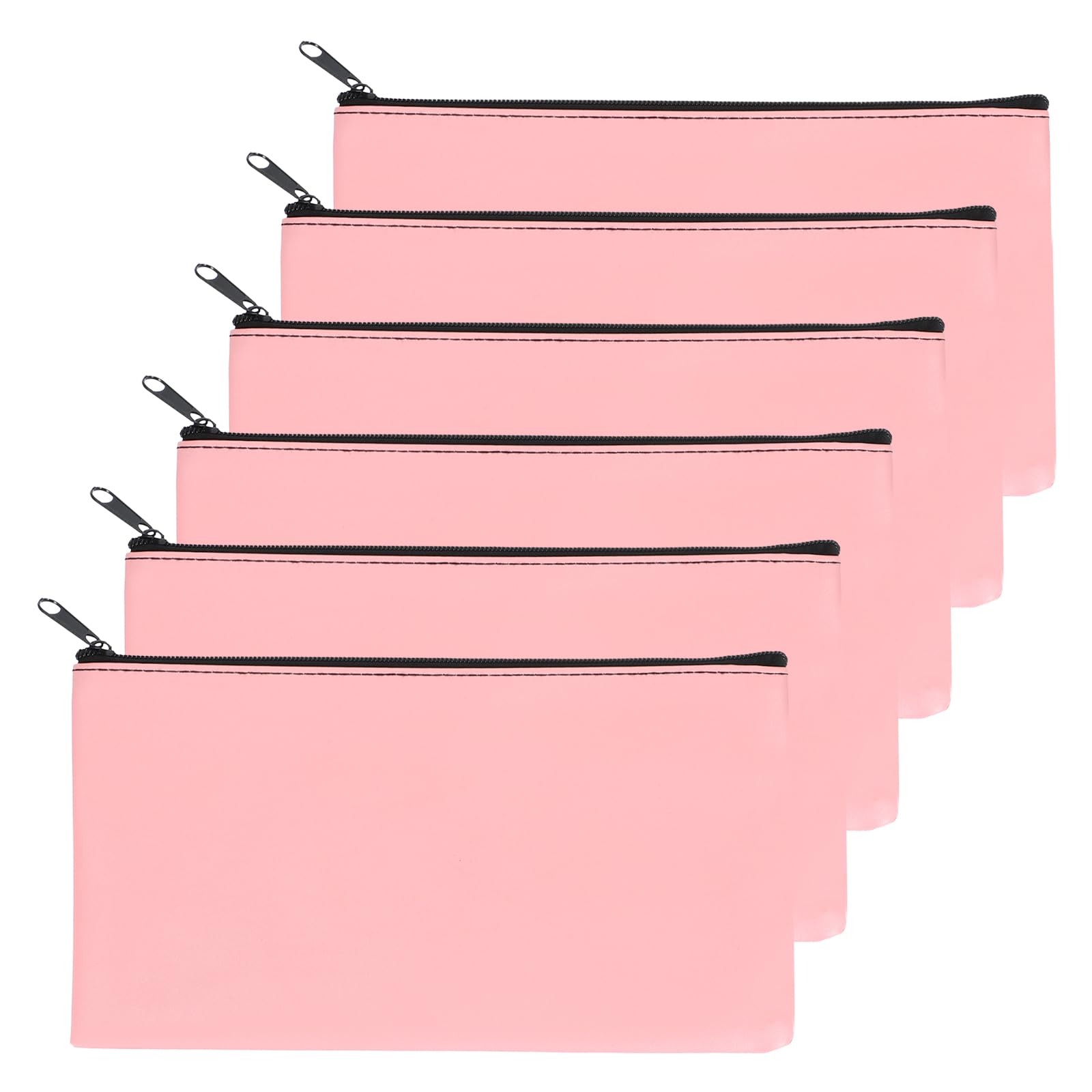 PATIKIL 11"x 6" Bank Deposit Bag, 6Pcs Money Bag Bank Bag Security Money Pouch Receipt Holder for Tickets Coin Makeup Cosmetics Bills, Pink