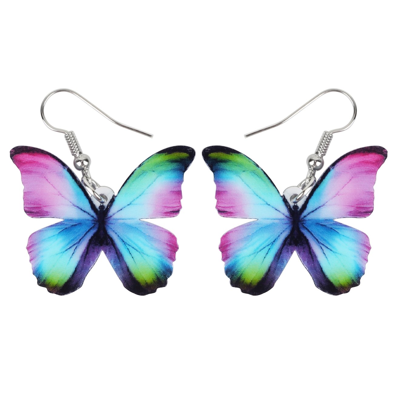Bonsny Drop Dangle Floral Butterfly Earrings Fashion Insect Jewelry For Women Girls Kids Gift (Multicolor)