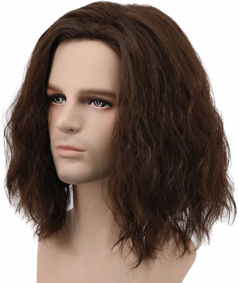 Karlery Men Fluffy Short Curly Brown Wig Halloween Cosplay Anime Costume Wig - Image 3