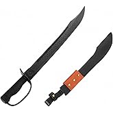 Silipull 25" Polypropylene Pirate Sword with Leather Scabbard, Black | Martial Arts Training Sword, Broadsword, High Toughness Blade, for Cosplay Medieval Renaissance Costume, Larp Practice Item