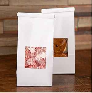 Bakery Bags with Window 1/2 LB White 25 Pack - White 1/2 lb tin tie Coffee Bakery Bags w/Window