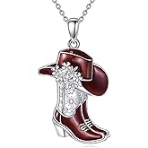 Grmdit Cowgirl Necklace for Women S925 Sterling Silver Cowboy Pendant Necklaces collar vaquero para mujer Western Jewelry Gifts for Cowgirl Cowboy