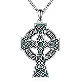 YAFEINI Celtic Cross Necklace for Men 925 Sterling Silver Celtic Cross Pendant Necklace Viking Irish Jewelry Religious Gifts for Women Men