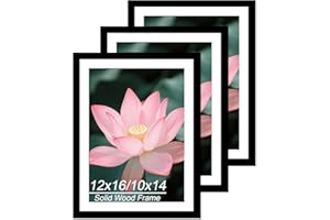 12x16 Picture Frames Set of 3, 30x40cm Picture Frame for Diamond Art, Includes Mat to Fit 10x14 (25x35cm) Pictures, 16x12 Sol
