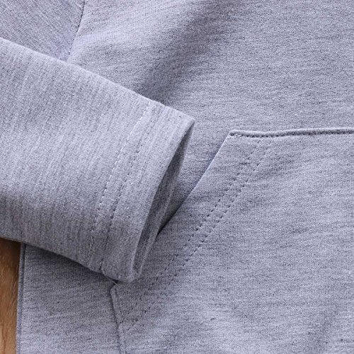 Baby Boys Girls Easter Bunny Long Sleeve Bodysuit Cartoon Animal Rabbit Hooded Romper With Fur Ball (18-24M, Grey) - Thumbnail 4