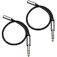 Smithok 2 Pack, 1/4 inch to 3.5mm Headphone Adapter TRS 6.35mm 1/4 inch Male to 3.5mm 1/8 inch Female Stereo Jack Audio Adapter for Amplifiers, Guitar, Keyboard Piano, Headphones - 12inch/30CM