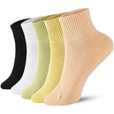 FGZ Womens Crew Socks Breathable Cotton Soft Socks Casual Thin Mid-Calf Socks for Women or Girls,5 Pairs