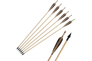 Archery Wooden Arrows, 32 inch Traditional Hunting Practice Target Arrow 5 Inch Turkey Feathers Fletching Recurve Bow Longbow