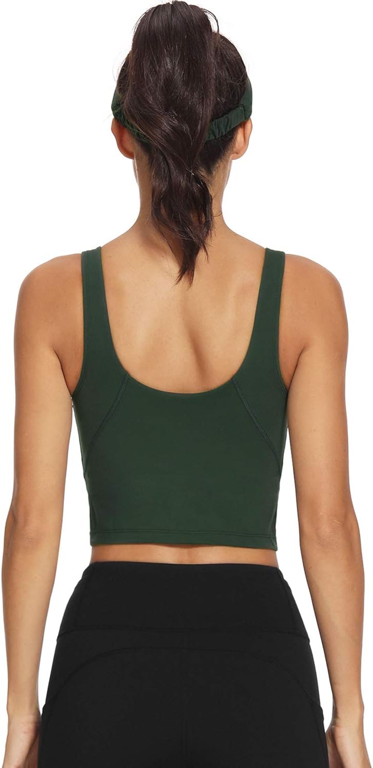 Hiverlay Sports Bra for Women Crop Tank Top with Build in Bra Yoga Athletic Top at  Women’s Clothing store