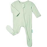 PurComfy Baby Zipper Footie Pajamas, Supersoft Bamboo Rayon Baby Footed Pjs Boy Girl 0-3-6-9-18-24 Month Coverall Sleepers
