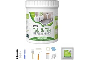 Tenee 17oz White Tub and Tile Refinishing Kit with 8 Tools, Semi-Gloss Tub and Tile Paint for Bathroom, Low Odor Bathtub Refinishing Kit for Fiberglass, Kitchen, Shower, Sink