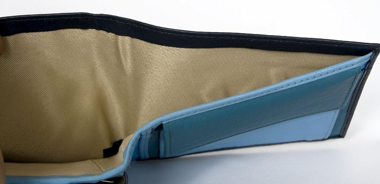 FLW Blue-Grey-Light Turquoise Genuine Leather Wallet Without Any Logos or Markings - Image 5