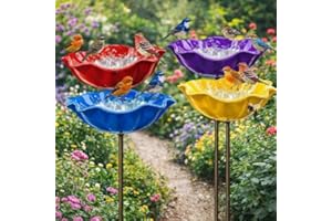 2026 New Handmade Metal Flower Garden Stakes Bird Bath,Upgraded Handmade Metal Flower Garden,Outdoor Bird Bath and Butterfly 