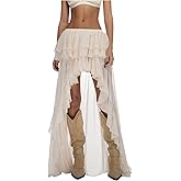 Verdusa Women's Western Ruffle Waterfall High Low Maxi Skirt Boho Tiered Layered Skirts Cowgirl Outfits 2025