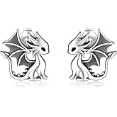 925 Sterling Silver Dragon Earrings Stud Hypoallergenic Cute Animal Jewelry Gifts for Women Daughter