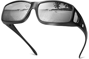 Each Cool Fit-Over Polarized Sunglasses, UV400 TAC, Silver Mirror, Matte Black Frame, with Microfiber Pouch & Cleaning Cloth