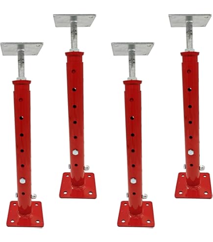 House Floor Jacks, 2 Pack, 12"-16" Height Range, 9700 Lbs Max Load Capacity Per Unit, Adjustable Support Beam Basement Jack Post Pole For Leveling, Steel Telescoping Jack For Temporary Support