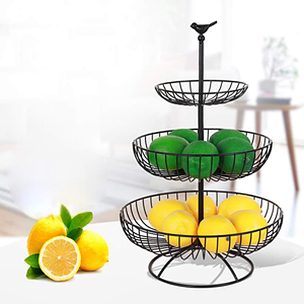 CaCaCook Fruit Basket,3 Tier Decorative Wire Fruit Basket Countertop Stand for Fruit Vegetables Snacks
