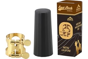 EASTROCK Alto Saxophone Ligature Kit, Metal Ligature for Saxophone Mouthpiece with Plastic Cap, Wind Musical Instruments Acce