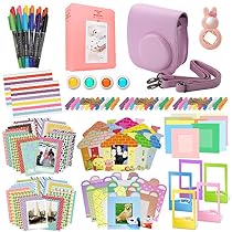 Xpix Accessory Kit for Fujifilm Instax Mini 8, 8+ & 9 includes, (Pink) Case, Album, selfie mirror, colored close up Lenses, 40 film frames, 12 color markers & Complete Bundle