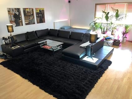 Viskose Schwarz Shaggy Shag Bereich Teppich Designer Qualitat
