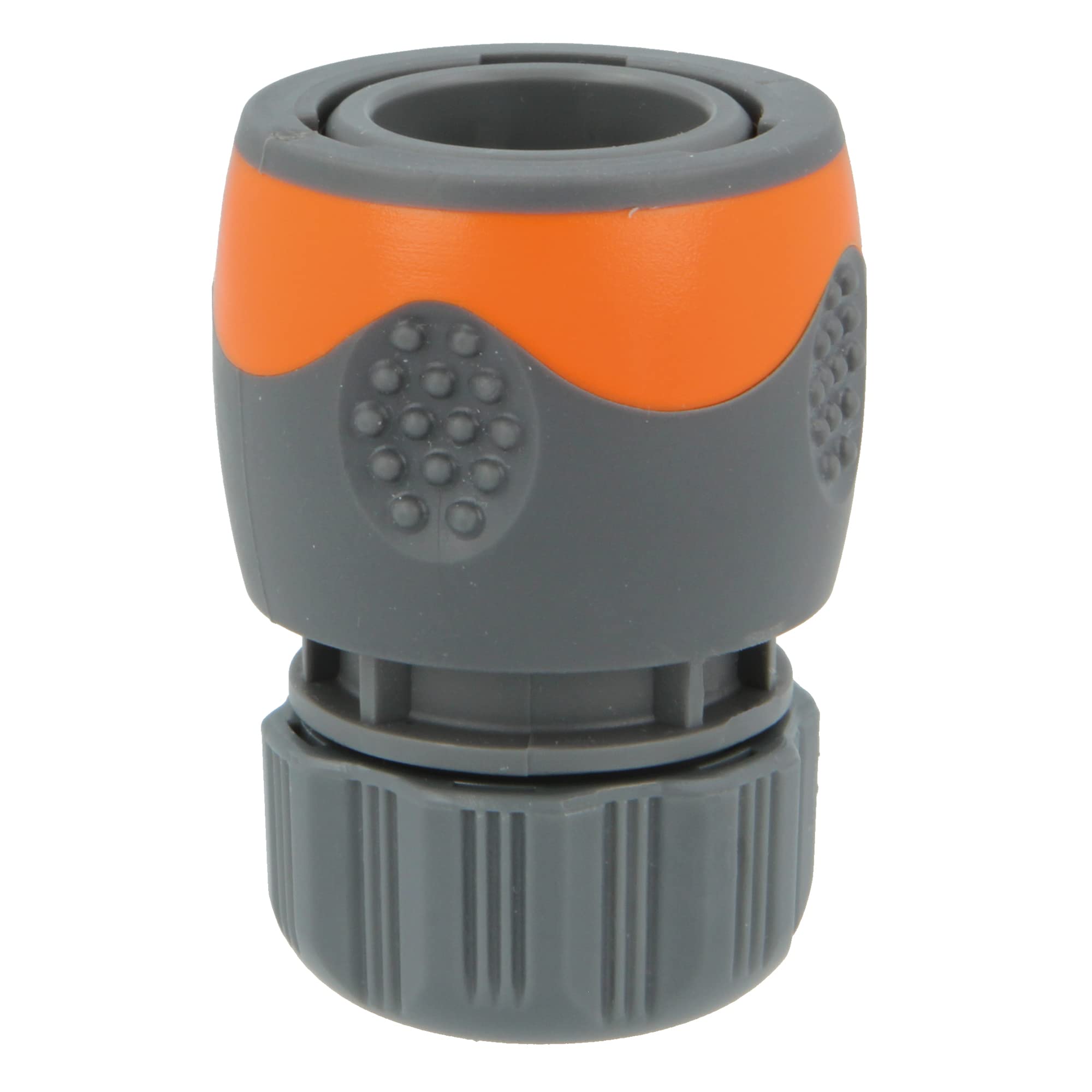 Amig - Quick Connector for Hose - 1/2" - with Quick Click Anchor System - Quick and Easy Connection for Garden Water Hoses - ABS Plastic and Rubber - Orange and Grey