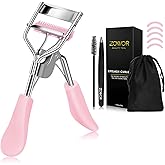 Zowor Eyelash Curler with Comb Fit All Eye Shape Curved Eyelash Curlers,Natural and Long Lasting Lash Curler for Women Make Up Gift(Pink)