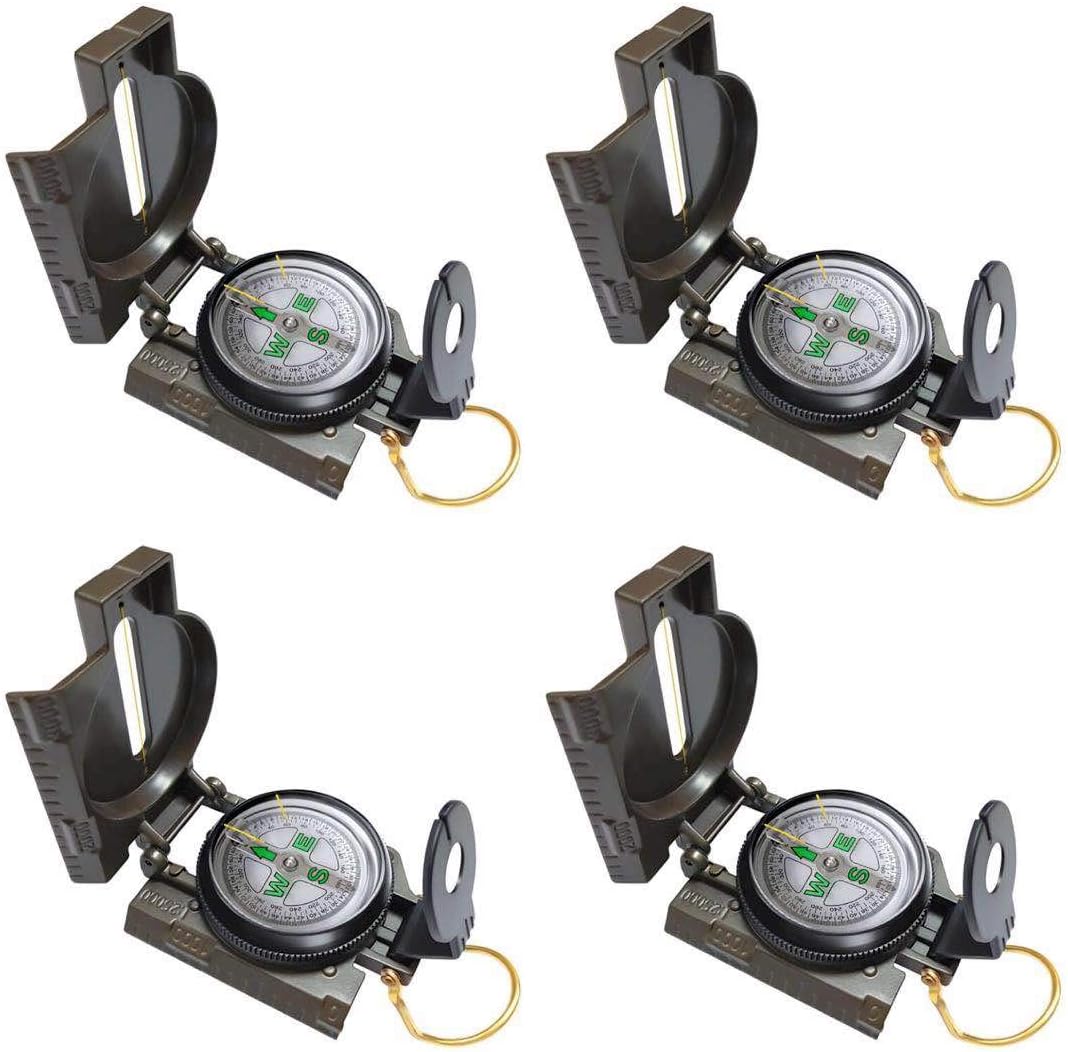 Fangstar 4 Pack Camping Multi-Functional Military Compass, Waterproof and Earthquake-Proof Outdoor Compass, Hiking Compass,Compass for Kids