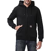 TUAOVA Men's Loose Fit Heavyweight Full Zip Fleece-Lined Hoodie Sweatshir