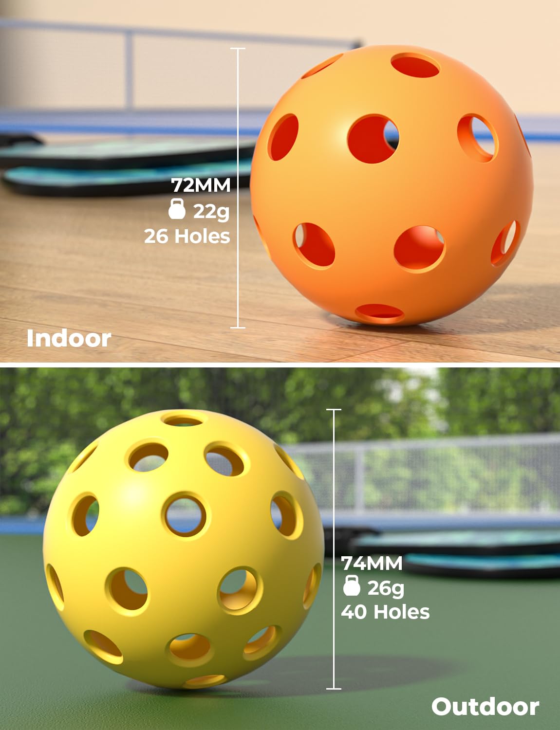 Pickleball Paddles Set of 2, Fiberglass Surface Pickleball Set Pickleball Rackets, Pickle Ball Paddle Set with 2 Paddles 4 Balls 1 Carrying Bag ​for Men Women Indoor Outdoor