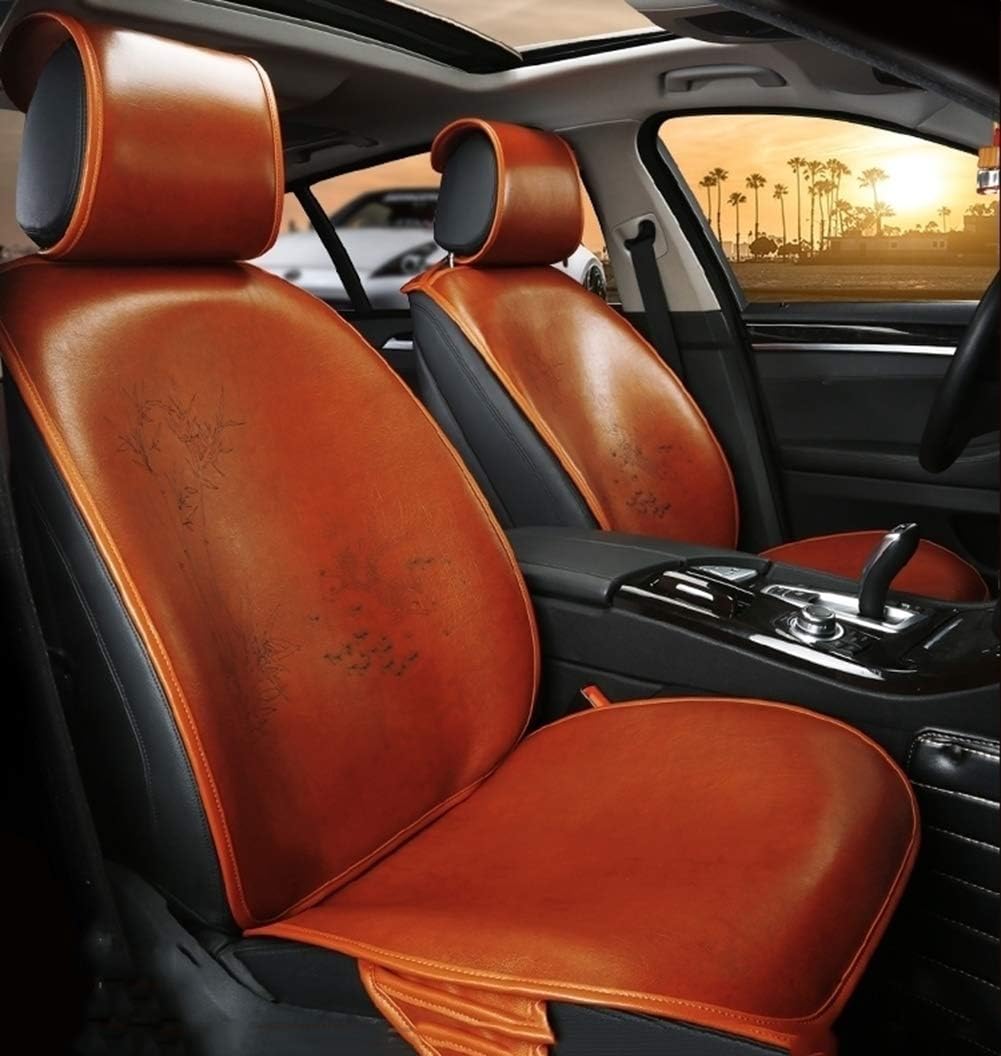 Amazon Co Jp カーシートカバー 四季汎用 座り心地よい クルマ カーシートカバー インテリア雑貨オートプロテクターデタッチヘッドレスト用本革 Orange スポーツ アウトドア