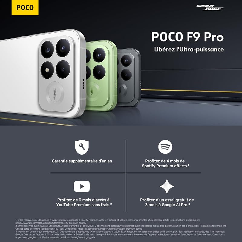 POCO F9 Pro, Smartphone 12+256 Go, Noir, Batterie 6330 mAh, Charge 100 W