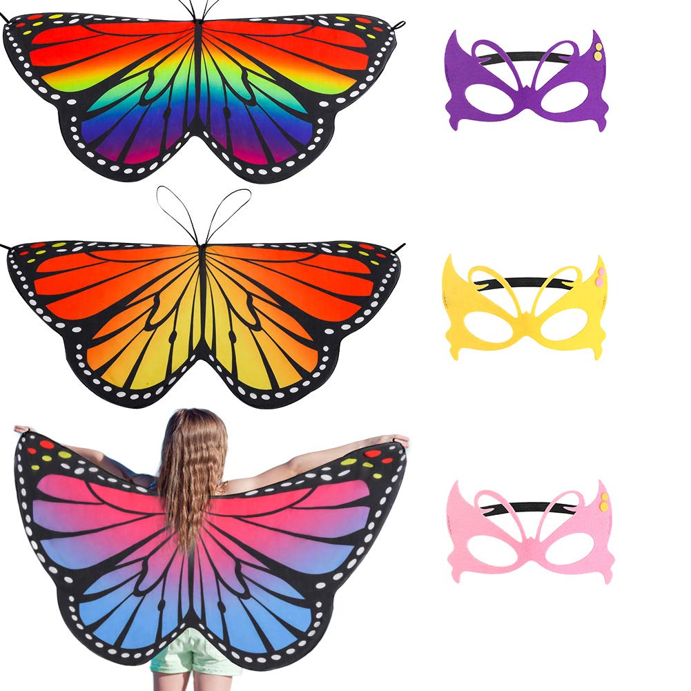 adakel 6 Pieces Kids Butterfly Wings Costume Halloween Fairy Butterfly Wings for Kids Girls Halloween Party Dress up