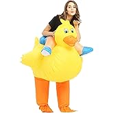 HIYAPATY Inflatable Duck Costume Adult Ride On Duckie Blow Up Animal Halloween Party Suit