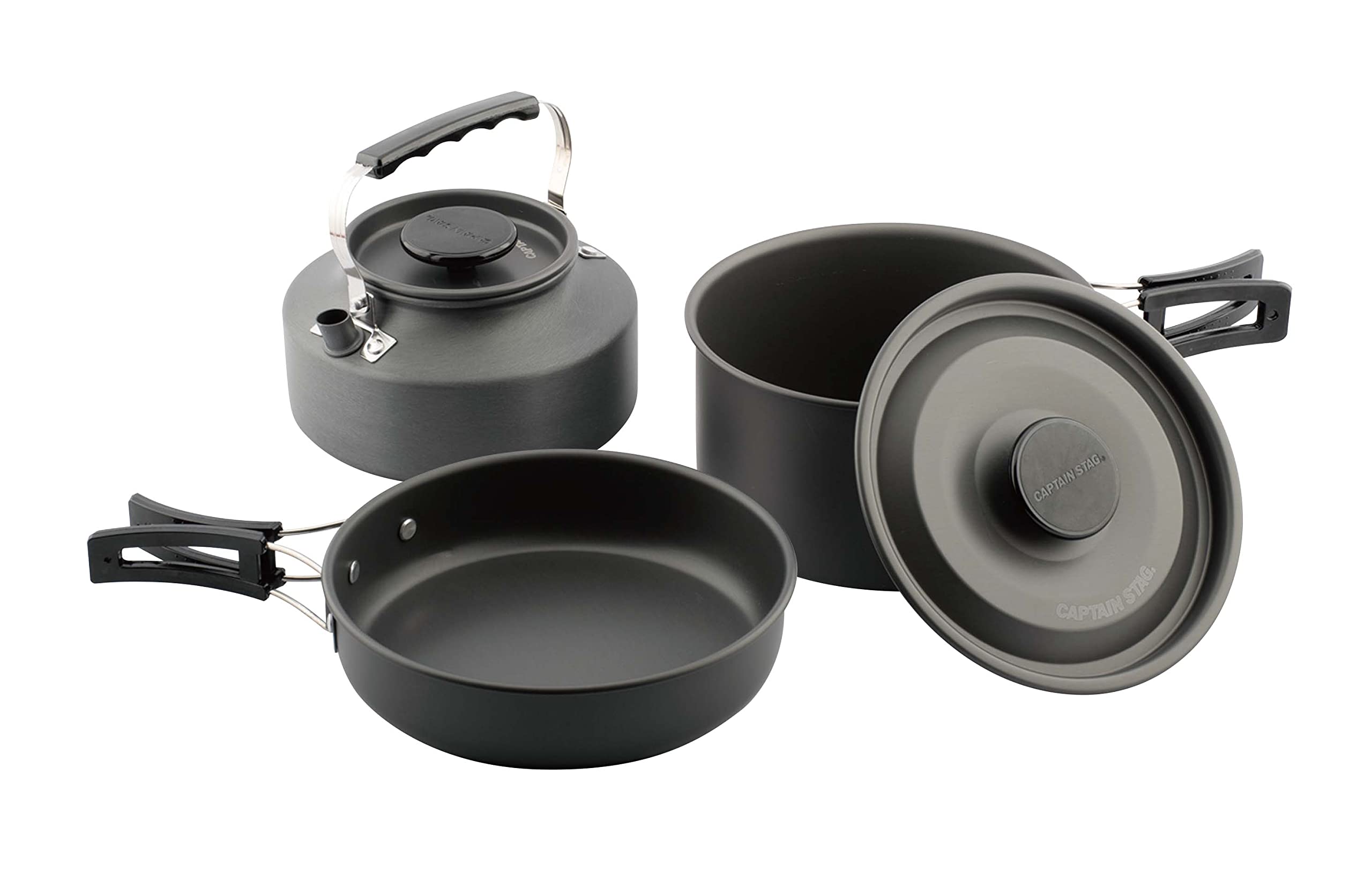 キャプテンスタッグ(CAPTAIN STAG) ケトル フライパン 鍋 クッカー Easy アルミクッカーセット 硬質アルマイト加工 収納ケース付 UH-4121商品画像