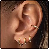 JINEAR 4 Pairs Gold Hoop Earrings Set for Women, 14K Plated Chunky Gold Hoop Earrings Dainty Simple Gold Earrings Hypoallergenic Non Tarnish Small Hoop Earrings Cartilage Earrings Jewelry Gift