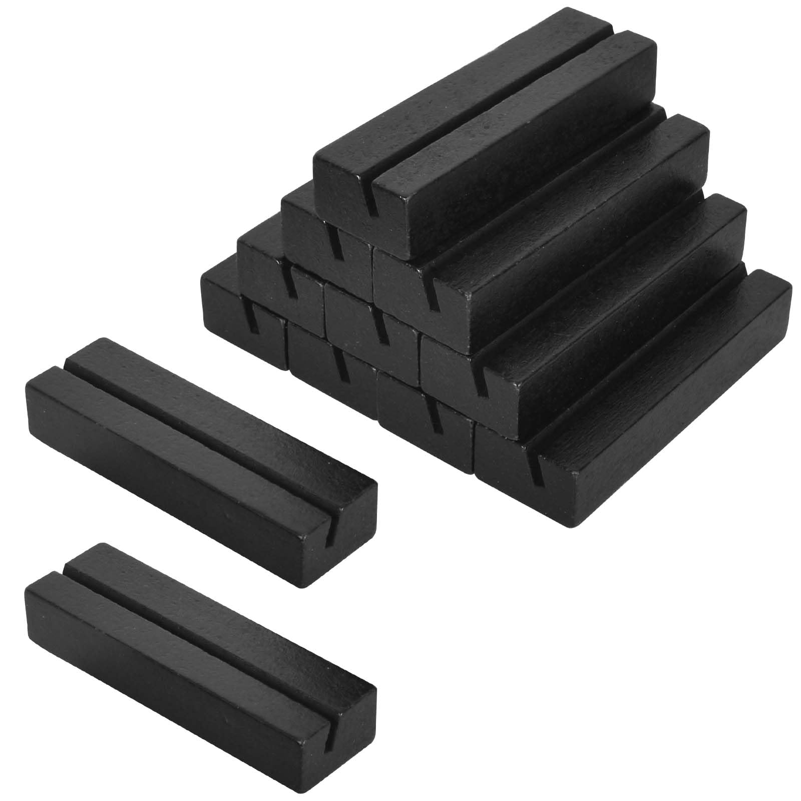 DEARBAG 12-Piece Wooden Card Holder, Black Beech Wood Menu Card Holder for Restaurants Weddings Banquets Parties, 8 x 2.5 x 1.5 cm