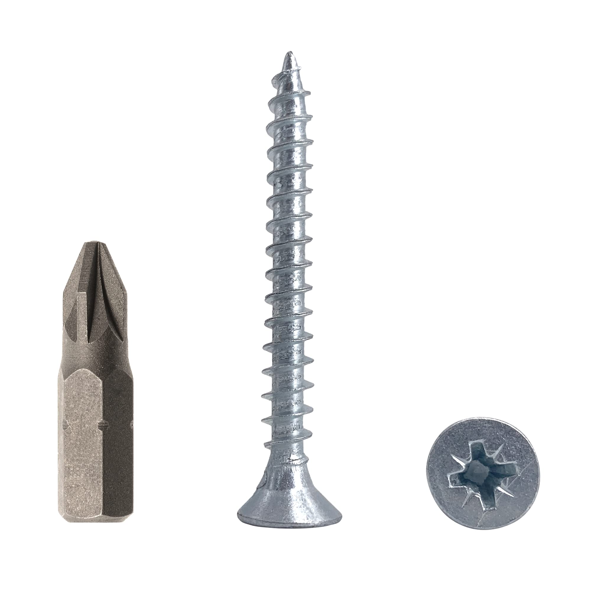 (Pack of 50 pcs) Zinc Plated Steel 5.0 x 45 mm Wood Screws, Chipboard Screws, Universal Pozi-Drive Screw, PZ Fully Threaded, Pozidriv Countersunk Head (50, 5.0 x 45 mm)