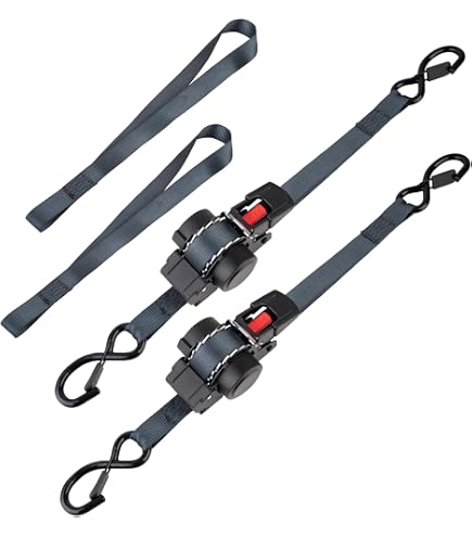 2-Pack Auto Retracting Ratchet Straps – 1" X 10', 1500LB Break Strength, With Soft Loops & Storage Bag