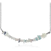 Sunshinegems Fluorite Chips Bar Necklace Silver, Polished Chips Gemstone, Healing Crystals, Gift for Her, Birthday, Gemstone Jewelry 18 inch Stone Weight 15 to 20 Approx