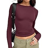 Trendy Queen Womens Long Sleeve T Shirts Fall Fashion 2026 Basic Crop Tops Going Out Outfits Y2k Clothes