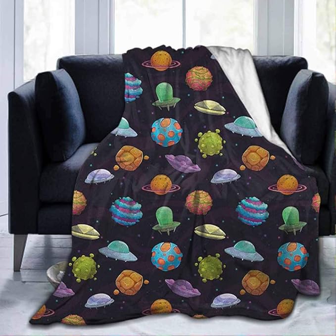 dsdsgog Flannel Decorative Durable Bed Couch Space,UFOs and