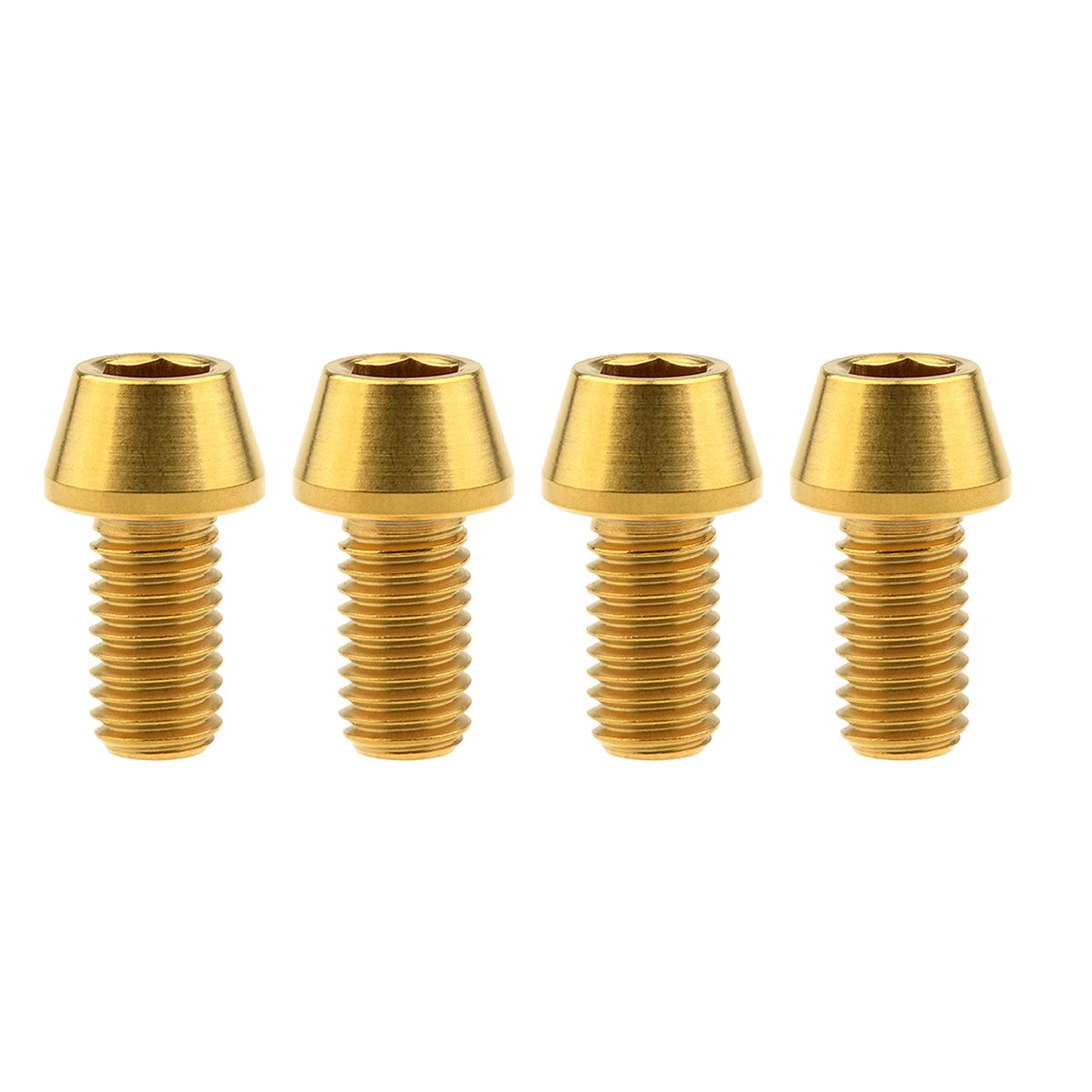 Wanyifa Titanium Ti M8 x15 20 25 30 35 40 45 50 60m 1.25mm Pitch Hex Allen Socket Head Bolt Screws Pack of 4 (Taper Head M8x15mm, Gold)