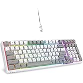 HUO JI Z-99 Wired Mechanical Keyboard, Creamy Sound, Hot Swappable Pre-lubed Linear Switches, Gasket Structure with Sound Dampening Foam, RGB Backlit, 99 Keys Custom Gaming Keyboard for PC/Mac,Gray