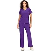 COZYFIT Scrubs for Women - COZY SCRUBS V Neck Top and Bootcut Cargo Straight Pants with 12 Pockets