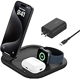 Belkin MagSafe-Compatible iPhone Charger - 3-in-1 Magnetic Foldable Charger 15W - Qi2-Certified Wireless Charging Station for