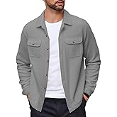 COOFANDY Men's Polar Fleece Shacket Long Sleeve Casual Button Down Shirt Jacket with Pockets
