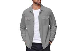 COOFANDY Men's Polar Fleece Shacket Long Sleeve Casual Button Down Shirt Jacket with Pockets