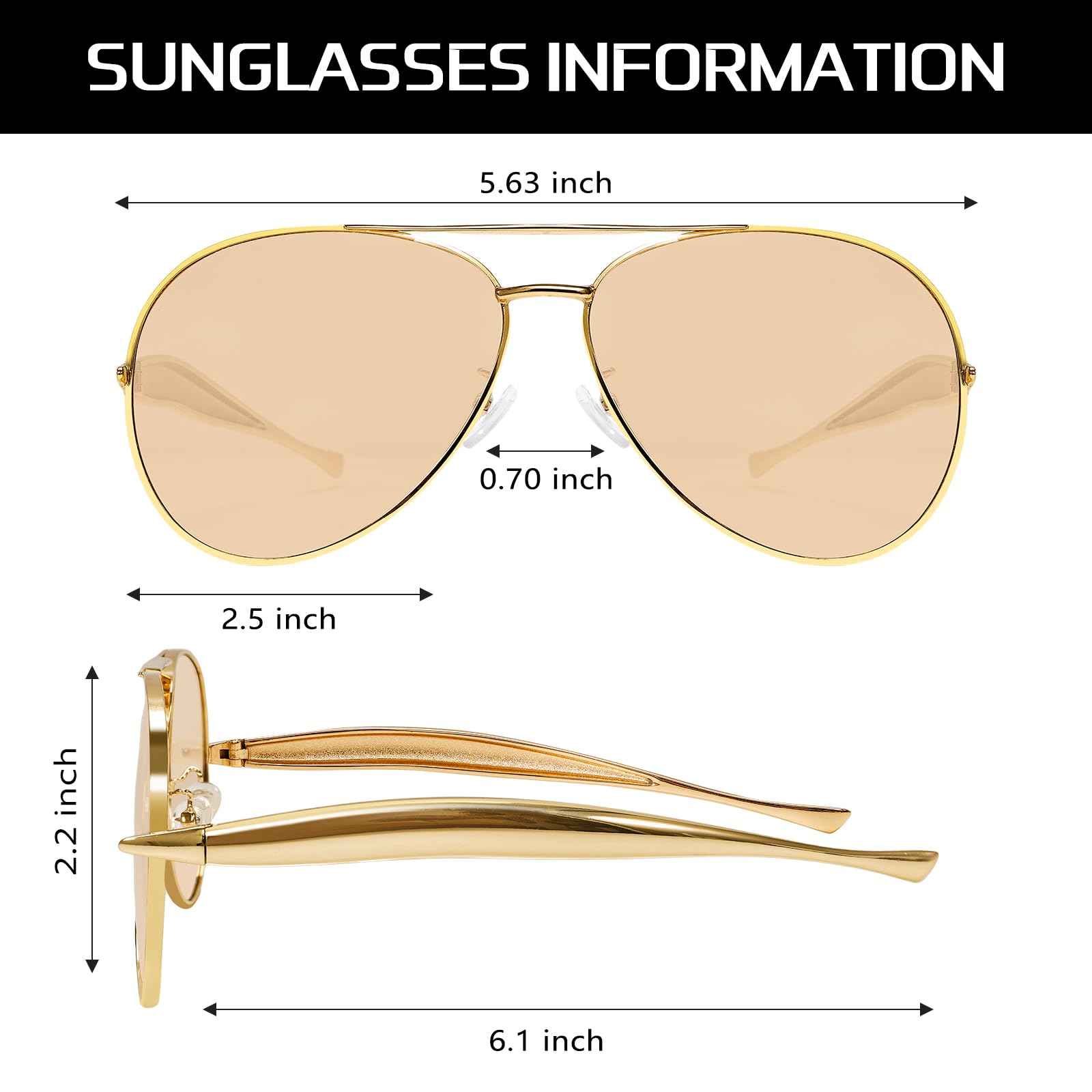 GUVIVI Retro Gold Aviator Sunglasses for Women Men, 2025 Metal Oversized 70s Aviators Sun Glasses